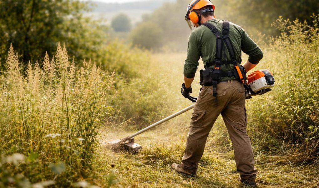 travailleur-jardinage-debroussaille-terrain-sauvage