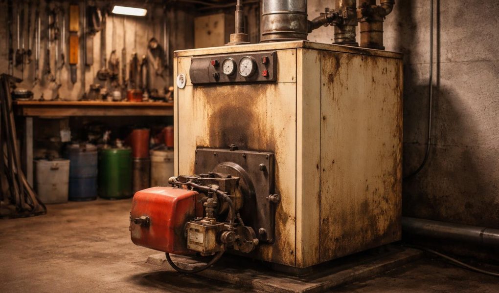 chaudiere-fioul-sous-sol-outils-tuyaux