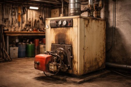 chaudiere-fioul-sous-sol-outils-tuyaux