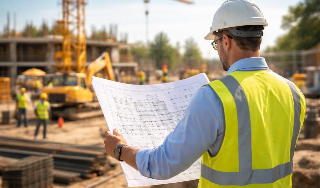 architecte-plans-chantier-machines-ouvriers