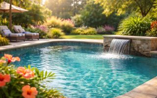 piscine-jardin-soleil-arbres-fleurs