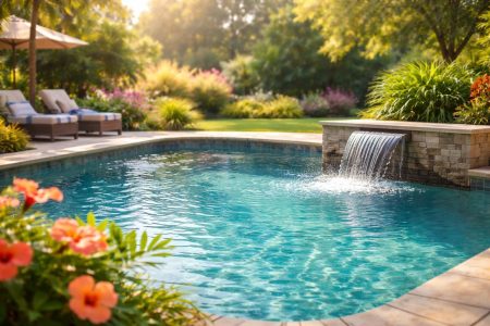 piscine-jardin-soleil-arbres-fleurs