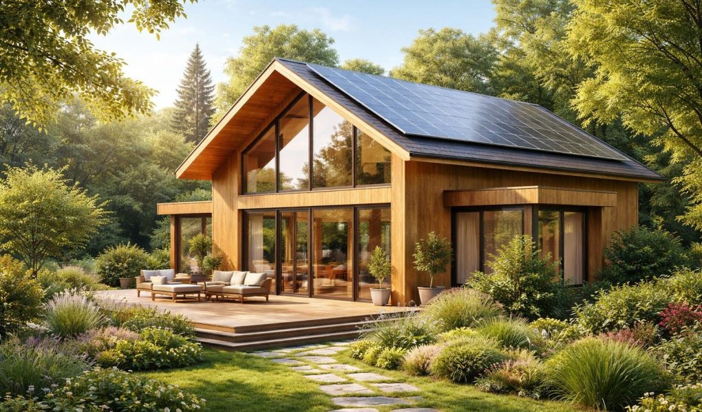maison-bois-moderne-solaire-jardin