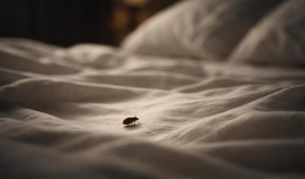insecte-lit-draps-arriere-plan-flou