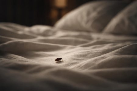 insecte-lit-draps-arriere-plan-flou
